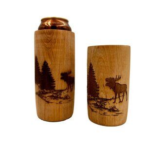 The Woodzie! Beverage Coozie Where The Wild Things Are Moose Forest Scene 16 Oz